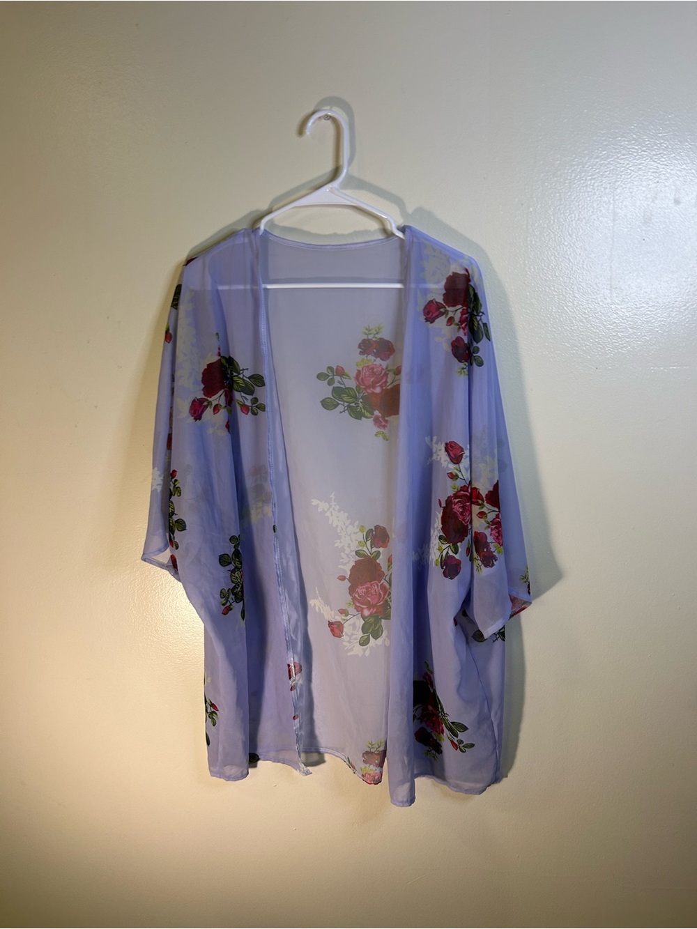 Floral Sheer Kimono Robe - Lavender